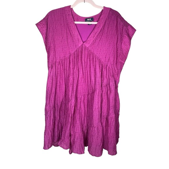 Anthropologie Maeve Juliet Tiered Tunic Mini Dress‎ Size MP fushia Boho - Picture 3 of 14